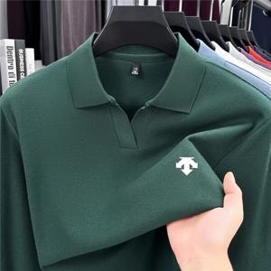 고급 소재로 제작된 남성용 오리지널 프린트 폴로 셔츠, 가을 패션, 100% 면 소재, 긴팔, 편안하고 캐주얼한 스타일의 남성 의류