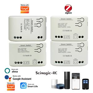 지그비 와이파이 스마트 릴레이 12V 24V 220V 건식 접점 NO/NC/COM 모듈 타이머 인칭 스위치 (조명/모터용) 투야 앱 및 알렉사 연동