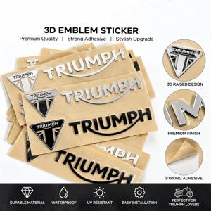 트라이엄프(Triumph) 오토바이용 금속 소재 연료 탱크 스티커, 3D 니켈 소재 자동차 로고, 방수 기능, 고품질, 내구성 우수