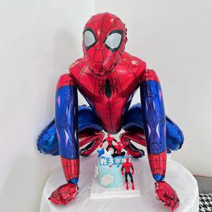 3D 빅 히어로 호일 풍선, 거미 모양, 세워서 장식 가능한 디자인, 생일 파티 장식, 아기 샤워 파티용, 공기 주입식, 축하 용품