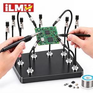 iLMH 자석 부착형 보조 핀셋, 2~20개 세트, 옵션으로 보관함 포함, 유연한 팔, PCB 모델 페인팅 및 납땜 작업에 사용