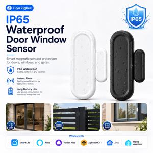 Tuya Zigbee 도어 윈도우 센서 IP65 방수 Tuya Zigbee 게이트웨이가 필요합니다. SmartLife ZHA Yandex Zigbee2MQTT Alexa와 호환됩니다.