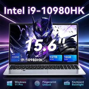 2026년형 15.6인치 인텔 코어 i9-10980HK 노트북, 윈도우 11 프로, 16GB RAM, 512GB/1TB SSD, 휴대용 노트북, 사무용 및 학습용.