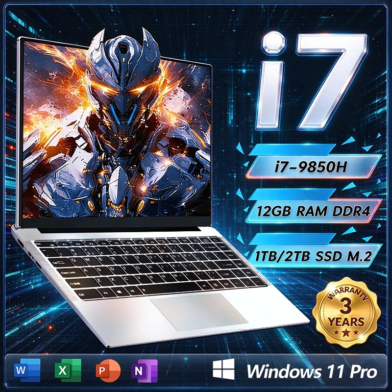 2026년형 윈도우 11 프로 노트북, 인텔 코어 i7-9850H 프로세서, A3950 모델, 12GB RAM, 1TB SSD, 14.1인치, 초슬림 노트북 PC, 학습 및 사무용.