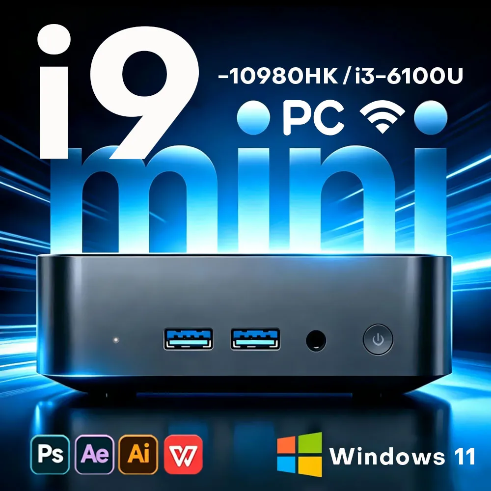 인텔 코어 i9-10980HK/i3-6100U 미니 PC, 16GB/32GB RAM, 윈도우 11, 1TB/2TB SSD, 게이밍 컴퓨터, 1000Mbps, 휴대용 PC, 데스크톱