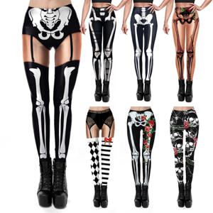 VIP 패션 해골 여성 레깅스 코스프레 섹시한 탄성 스키니 바지 Holloween 의상 3D 인쇄 운동 피트니스 레깅스