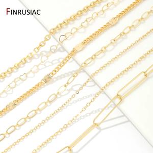 다양한 종류의 14K 금도금 황동 금속 원형 링크 케이블 체인, DIY 쥬얼리 스풀 체인 목걸이 팔찌 제작 액세서리