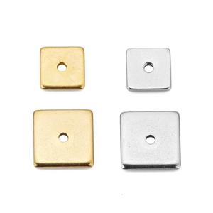 50pcs 4/5/6/8mm 골드 스테인레스 스틸 스퀘어 플랫 스페이서 비즈 DIY 팔찌에 대 한 느슨한 구슬 쥬얼리 만들기 용품 액세서리