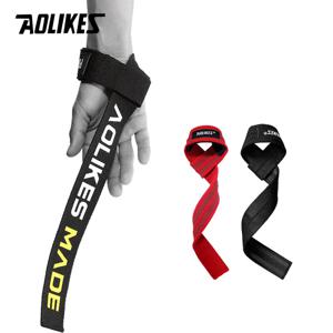 AOLIKES 1 쌍 미끄럼 방지 역도 스트랩 Heavylifting 보디 빌딩 및 파워 리프팅 손목 지원을위한 데드 리프트 스트랩