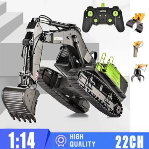 HUINA 1593 1:14 RC 합금 굴삭기, 22CH 대형 스크류 드라이브 시뮬레이션 굴삭기, 리모컨 트랙 엔지니어링 차량 장난감