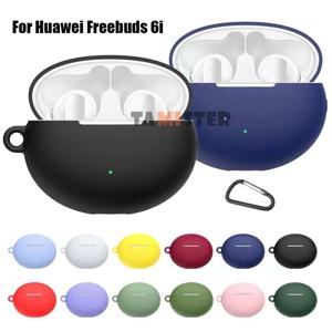 화웨이 FreeBuds 6i 용 실리콘 케이스 무선 이어폰 보호기 액세서리 후크가있는 보호 슬리브 커버 셸 하우징