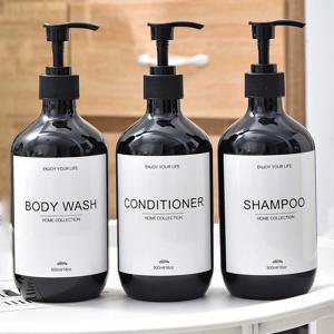 욕실 샴푸, 샤워 젤 및 바디 로션 보관용 라벨이 있는 3pcs/500ml 방수 로션 디스펜서 - 홈 인테리어