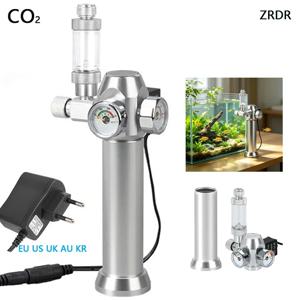 수족관 CO2 조절기 솔레노이드 밸브 버블 카운터 소형 가스통 3-8UNF 슬리브 포함 어항 CO2 압력 감압 밸브