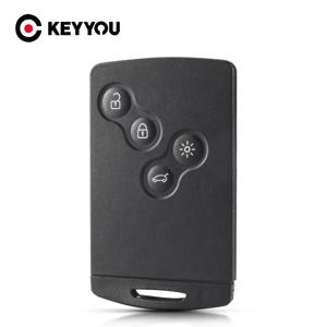 KEYYOU 1개 키 쉘 4버튼 르노 라구나 콜레오스 메간 리모컨 스마트 카드 키 케이스 (작은 키 블레이드 포함)