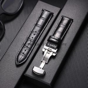 오메가용 세이코용 진짜 가죽 시계줄 18mm 20mm 22mm 24mm 빈티지 가죽 14/18/19/21mm 남성용 버터플라이 버클 시계줄