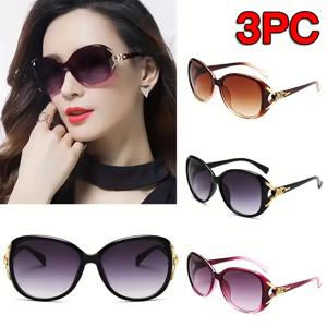3PCS 패션 대형 선글라스 여성 플라스틱 여성 빅 프레임 그라디언트 태양 안경 UV400 gafas de sol mujer