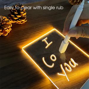 LED 야간 조명 투명 발광 USB 발광 아크릴 야간 조명 지울 수 있는 메시지 보드 캘린더 데스크탑 장식품