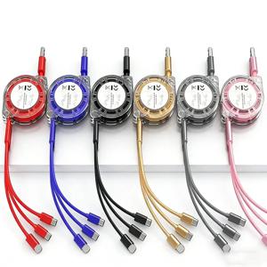 3-in-1 접이식 USB 고속 충전 케이블 멀티 충전기 코드 (아이폰, 안드로이드, 타입C, 샤오미, 화웨이, 삼성용)