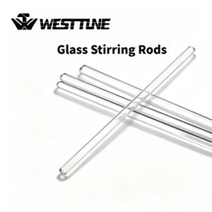 WESTTUNE 10Pcs 실험실 유리 교반 막대(양쪽 끝이 둥글게) 200/250/300mm 길이의 붕규산염 고내열 교반기(화학용)