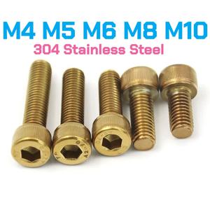 M4 M5 M6 M8 M10 304 스테인리스 스틸 티타늄 골드 육각 소켓 캡 헤드 나사 304 SS 앨런 볼트 오토바이 개조 볼트
