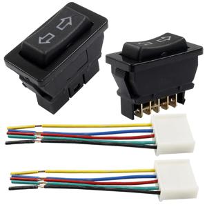 2PCS 5핀 조명식 창문 스위치 |   12V 20A, 듀얼 애로우 모드 제어, 파워 윈도우 리프트, 배선 포함