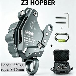 HOPBER 전기 하강 장치, 로프 8-16mm용 하중 350kg, 미끄럼 방지, 로프 등반용 상승/하강 장치 z3 fire