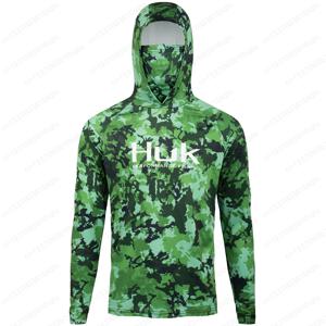HUK UPF 50+ 긴 소매 후드 페이스 커버 낚시 셔츠 빠른 건조 스웨트셔츠 통기성 UV 보호 남성 낚시 저지