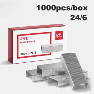 1000개/상자, 표준 24/6 스테이플, 은색 금속 스테이플러 리필, 사무실, 학교, 가정용 제본 용품