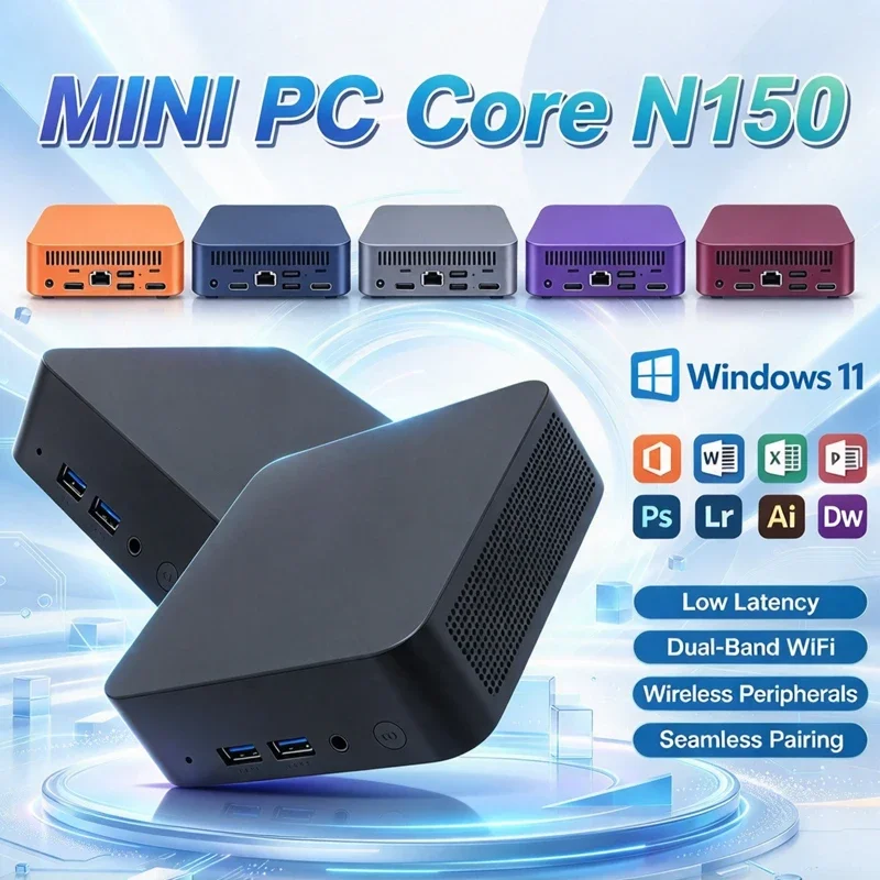 인텔 N150 미니 PC, 윈도우 11, 16GB RAM + 2TB SSD, Wi-Fi 6, 블루투스 5.2, 4K UHD, 휴대용 워크스테이션, 게임, 스트리밍, 비디오 편집에 적합