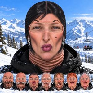 3D 프린팅 기술로 제작된 노인용 발라클라바, 얼굴 전체를 가리는 통기성 좋은 겨울용 마스크, 눈 보호 구멍이 있는 신축성 있는 흰색 콧수염 장식 헤드웨어, 남녀 공용 얼굴 마스크