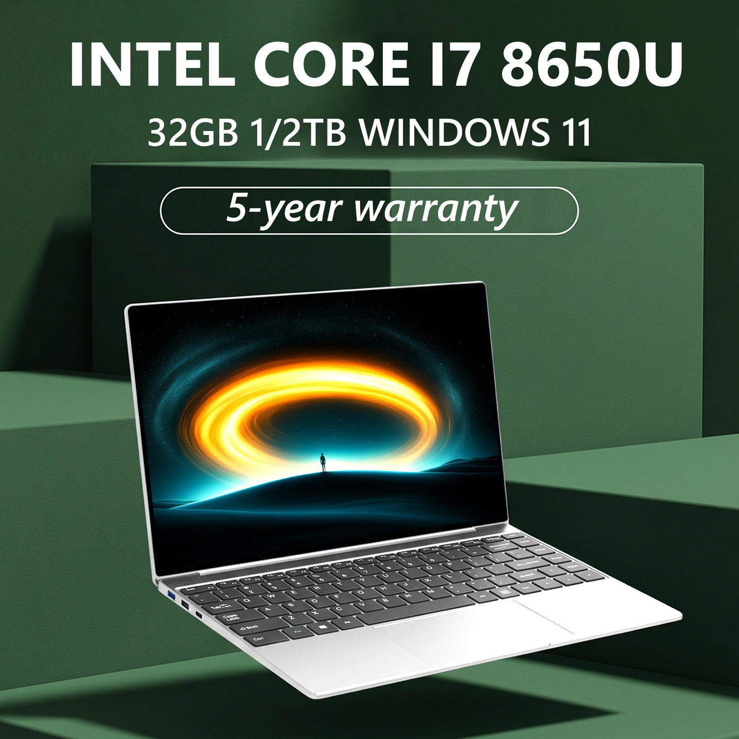 14.1인치, i7-8650U 프로세서, 학생용 저가 노트북, 32GB RAM, 512GB/1TB/2TB SSD, HD 카메라, Wi-Fi 6, 블루투스, 5000mAh 배터리, Windows 11 운영체제.