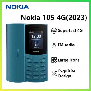 노키아 105 4G, 2023년형 휴대폰, 1020mAh 배터리, 듀얼 SIM, FM 라디오, MP3 플레이어, LED 손전등, 유니소크 T107 프로세서, 잠금 해제 기능, 중고폰.