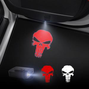 1/2PCS 해골 머리 자동차 문 환영 조명 레이저 프로젝터 로고 지프 랭글러 Opel 현대 볼보 포드 닷지에 대한 무선 감지