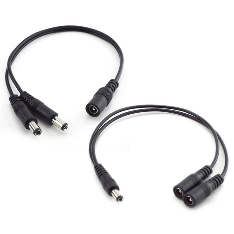 5.5mm 2.1mm 1개의 암 커넥터에서 2개의 수 커넥터로 연결되는 DC 전원 분배기 연장 케이블 (CCTV LED 스트립 조명 전원 어댑터용)