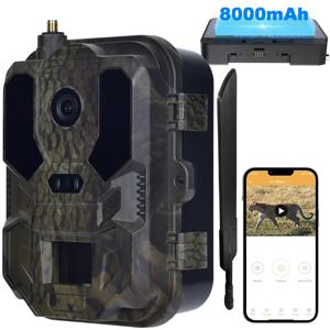 HC960 울트라, 4K, 8000mAh 배터리, 120MP, 앱 연동, 야생 동물 감시용, 적외선 카메라, 방수 기능, 야간 투시 기능, IP66 방수 등급, 트랩 카메라.