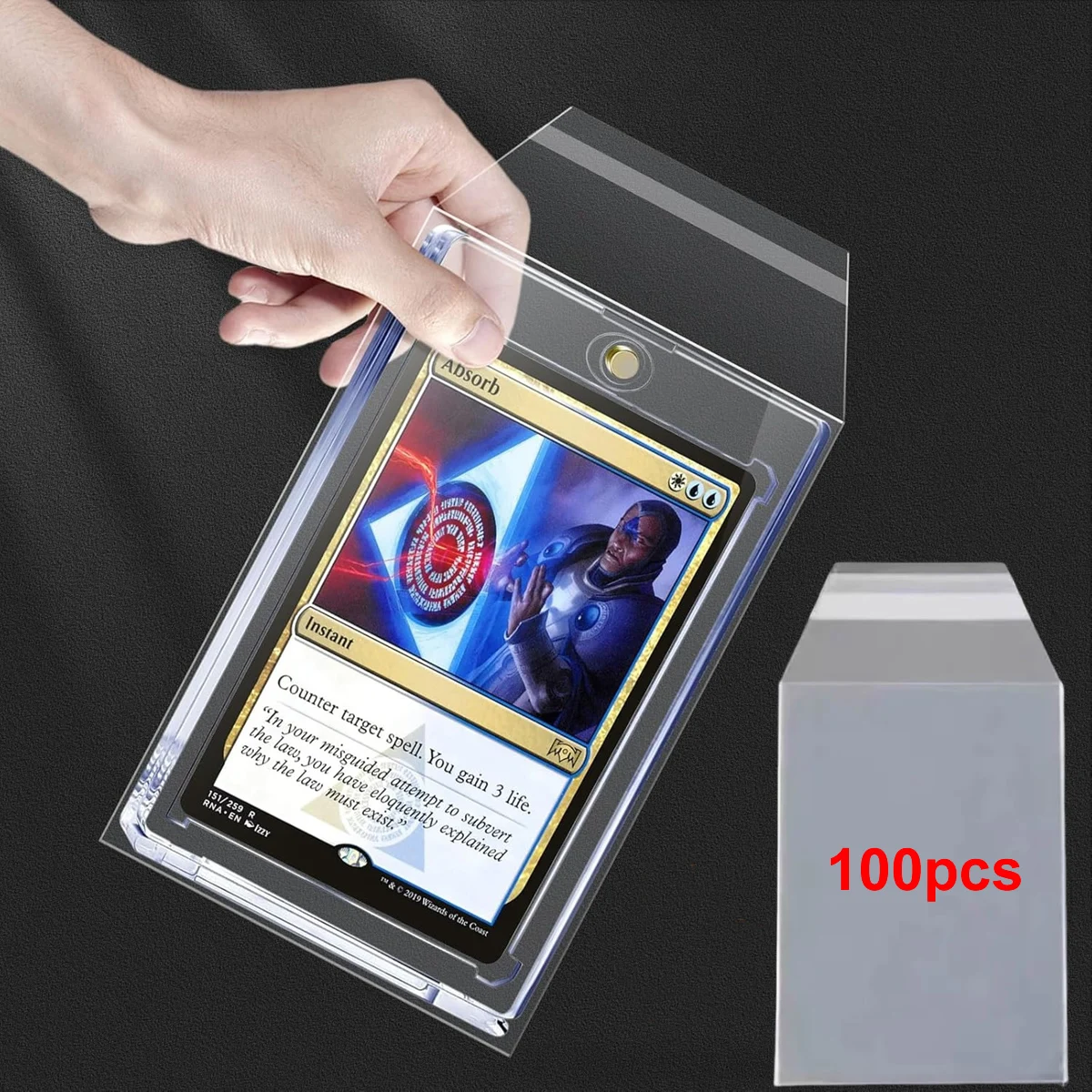 100팩 카드 슬리브 35PT 자기 카드 홀더 슬리브 보호 필름 하드 플라스틱 방수 보호기 게임 82mm * 116mm