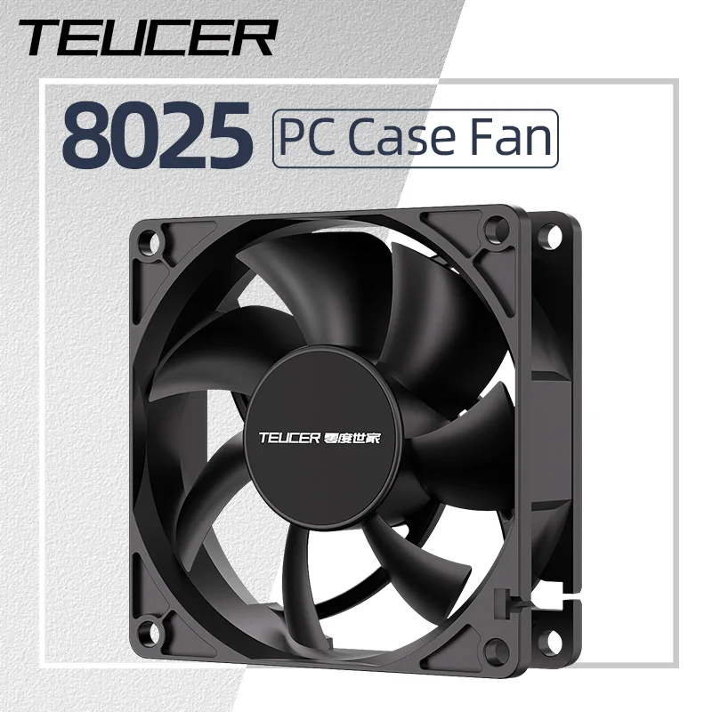 Teucer 8025 PC 케이스 팬 12V 대형 4핀 소형 3핀 인터페이스 8CM 유압 베어링 2000RPM 섀시 캐비닛 냉각 팬