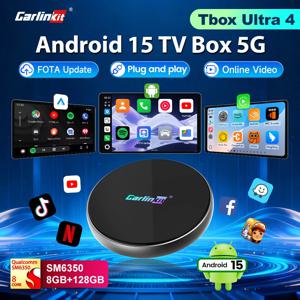 Tbox-Ultra 4 3 CarlinKit 안드로이드 15 TV 박스 5G/4G LTE SM6350 무선 안드로이드 오토 & 카플레이 AI 박스 (넷플릭스, IPTV, GPS 지원) 8G+128G