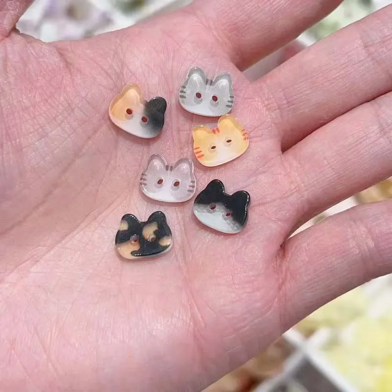 20Pcs 귀여운 고양이 두 눈 단추 12mm 다채로운 만화 고양이 수지 단추 DIY 어린이 의류 모자 양말 단추