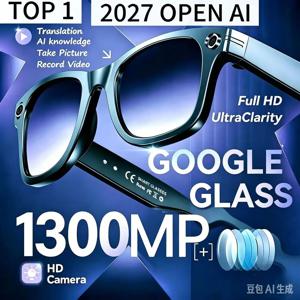 2027년 최고의 제품: 웨이브가이드 AI 스마트 안경, 13MP 카메라, 비디오 녹화 기능, 100개 언어 번역, 블루투스 통화 및 음악 재생 기능.