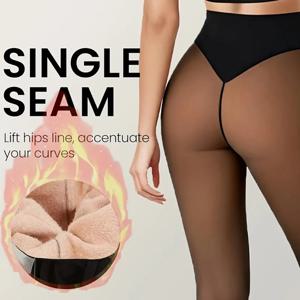 여성용 따뜻한 겨울용 보온 레깅스, 안감에 플리스 소재를 사용한 검은색 레깅스, V자형 하이웨이스트, 탄력 있는 허리 조임 기능, 스타킹