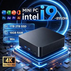 휴대용 인텔 코어 i9-8950HK 미니 PC, 16GB RAM, 1TB/2TB SSD, 게이밍 PC, Wi-Fi 6, 블루투스 5.2, 미니 데스크톱 PC