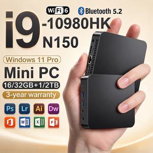 미니 PC, 인텔 코어 i9-10980HK, 인텔 N150, 윈도우 11, 휴대용 컴퓨터, 16GB/32GB DDR4, 1TB SSD, Wi-Fi 6, 게이밍 PC, 사무용 데스크톱