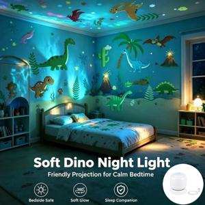 공룡 테마의 LED 다이내믹 프로젝션 조명, 공룡 숲을 모티브로 한 디자인, 360도 회전 °   회전 기능, USB 전원 공급, 침실 옆 탁자 장식, 분위기 조명, 파티 분위기 연출, 크리스마스 선물, 새해, 할로윈, 실내 파티에 적합.