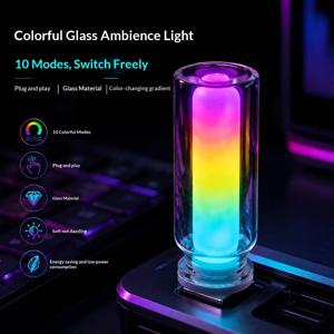 USB 유리병 RGB 무드등 10가지 조명 모드 그라데이션 LED 분위기 조명 게임룸 침실 자동차 장식용