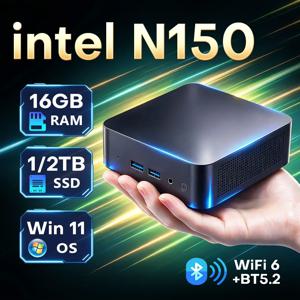 2026 미니 PC, 인텔 N150 프로세서, 윈도우 11 프로, 데스크톱 PC, 게이밍 컴퓨터, 16GB/32GB RAM, 4K 60Hz, 1TB/2TB SSD, Wi-Fi 6, 오피스용, 휴대용 미니 PC