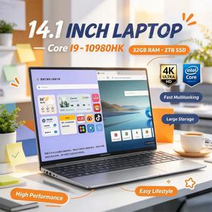 14.1인치 초슬림 노트북, 인텔 i9-10980HK, 32GB RAM, 2TB NVMe SSD, FHD 1080P, Wi-Fi 6, 블루투스 5.2, Windows 11 탑재, 게이밍, 오피스, 콘텐츠 제작에 적합