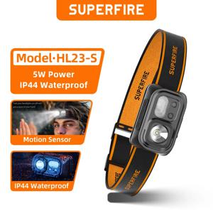 SUPERFIRE HL23 강력한 LED 헤드램프 핸드프레스 유도 헤드라이트 Type-C 충전식 미니 헤드 손전등 캠핑 작업등