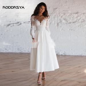 RODDRSYA 여성용 빈티지 비치 짧은 웨딩 드레스, 우아한 긴 소매 스쿱 넥 신부 가운, 시민 A 라인 로브 드 마리 여성용 빈티지 비치 짧은 웨딩 드레스, 우아한 긴 소매 스쿱 넥 신부 가운, 시민 A 라인 로브 드 마리 여성용 빈티지 비치 짧은 웨딩 드레스, 우아한 긴 소매 스쿱 넥 신부 가운, 시민 A 라인 로브 드 마리 여성용 빈티지 비치 짧은 웨딩 드레스, 우아한 긴 소매 스