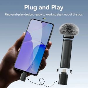 Ulanzi VM-10 무선 라 발리에 마이크 휴대용 오디오 비디오 녹화 iPhone Android 라이브 방송 게임용 미니 마이크